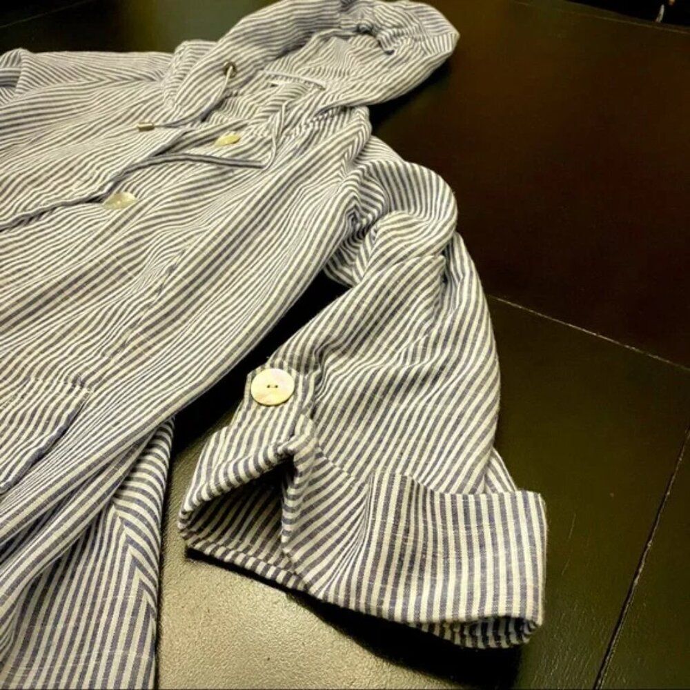 Sigrid Olsen Hooded Sharkbite Hem Lagenlook Linen Jacket - Picture 4 of 9